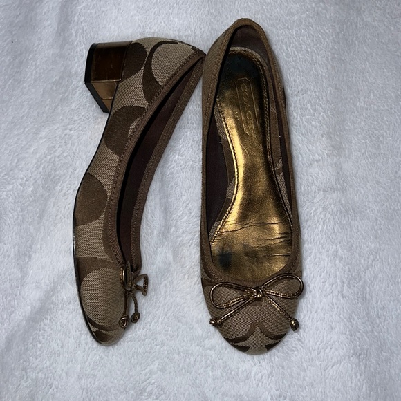 Coach canvas logo bow chunky heels - Picture 2 of 9